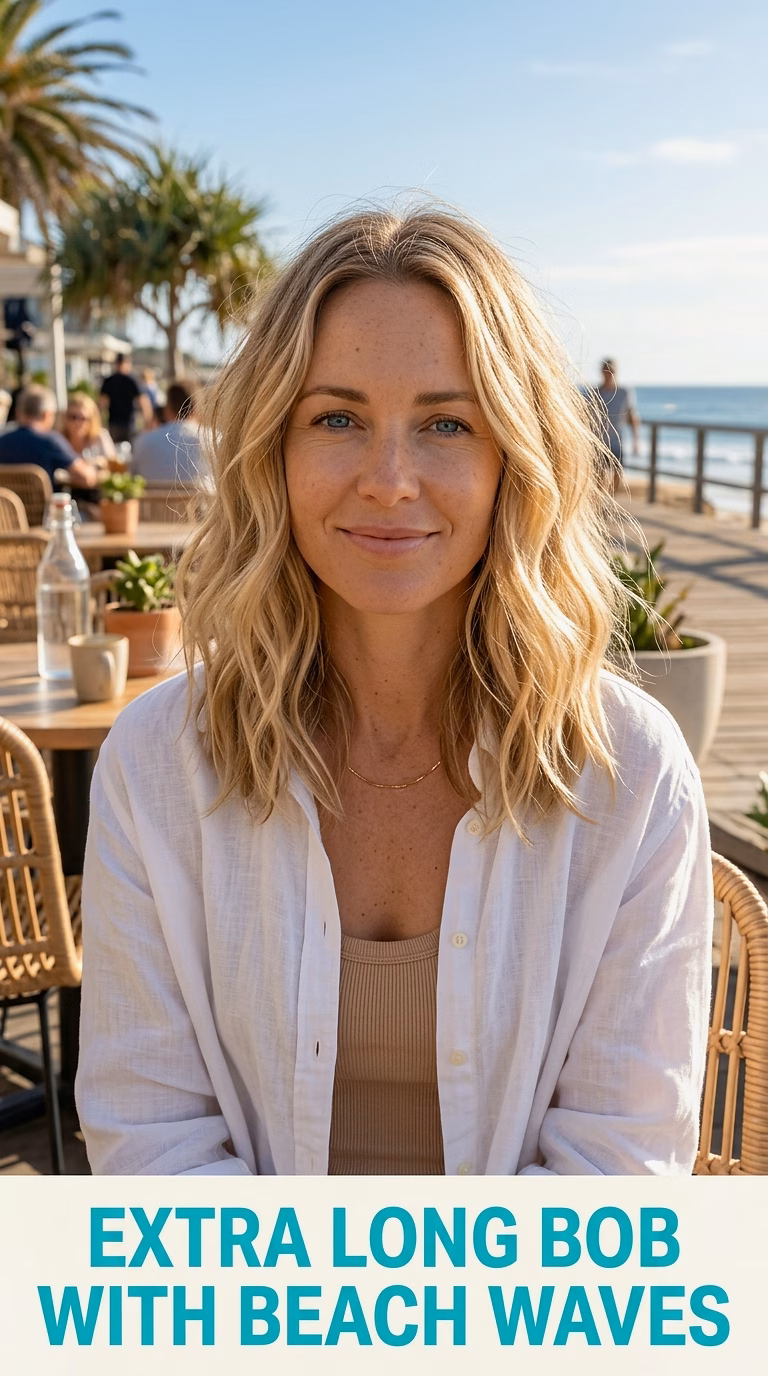 Extra Long Bob With Beach Waves