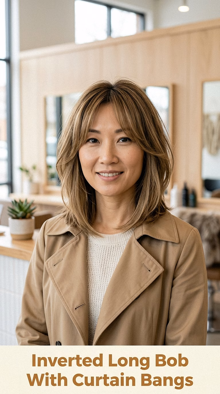 Inverted Long Bob With Curtain Bangs