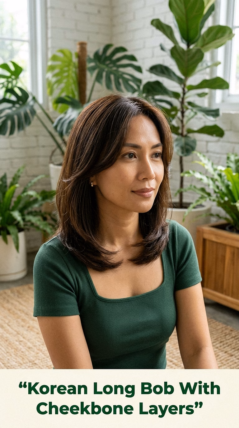Korean Long Bob With Cheekbone Layers