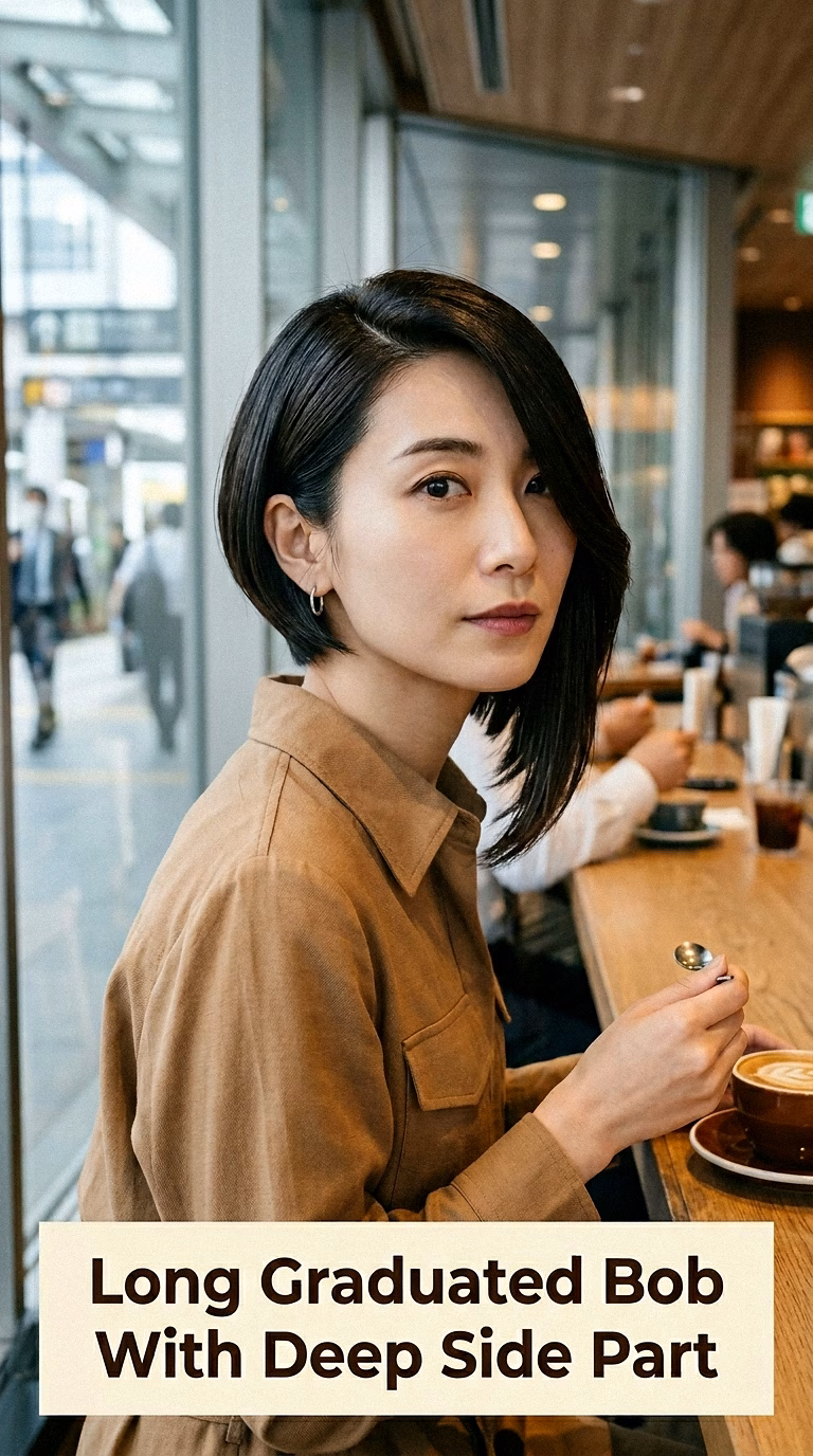 Long Graduated Bob With Deep Side Part