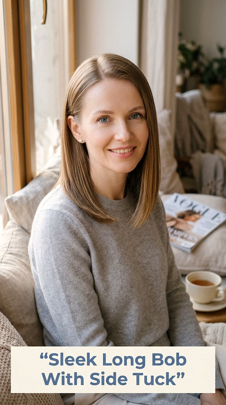 Sleek Long Bob With Side Tuck