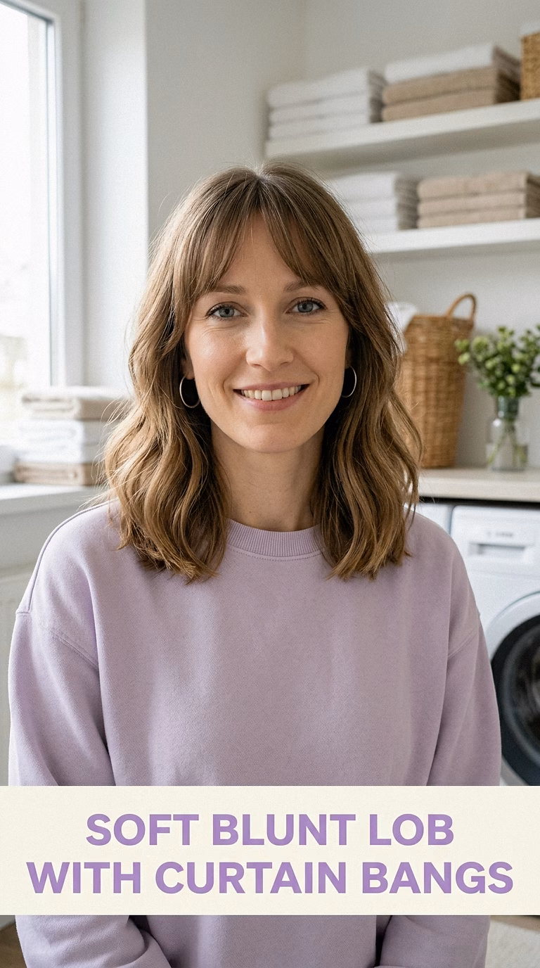 Soft Blunt Lob With Curtain Bangs