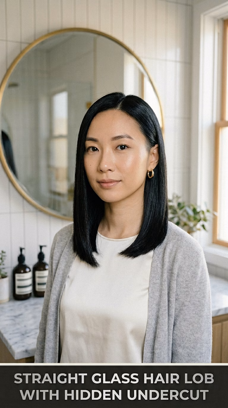 Straight Glass Hair Lob With Hidden Undercut
