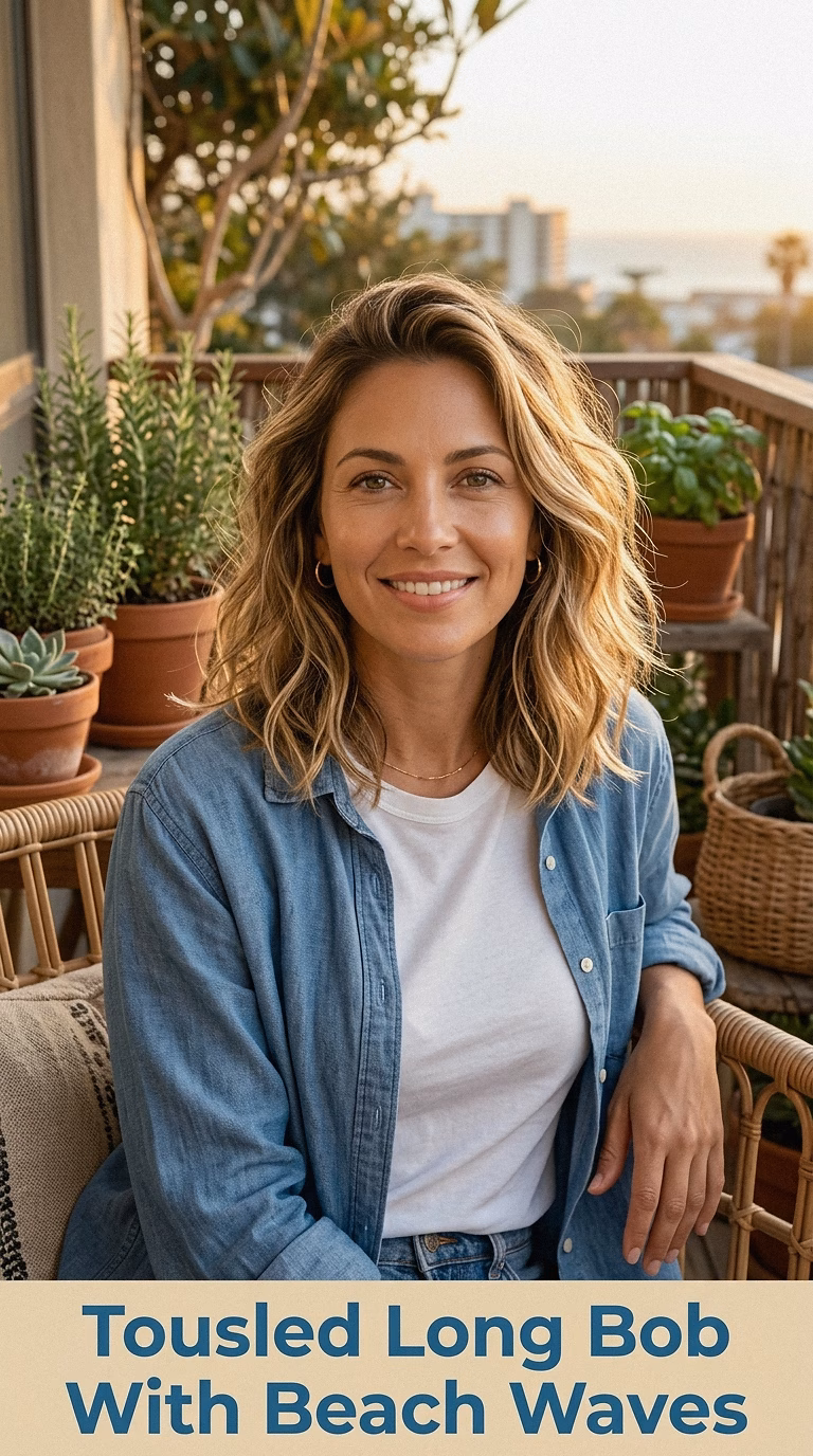 Tousled Long Bob With Beach Waves