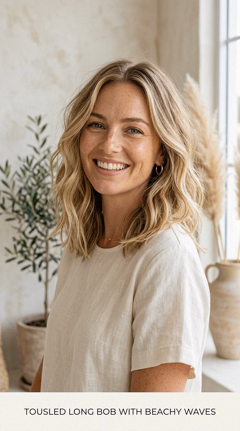 Tousled Long Bob With Beachy Waves