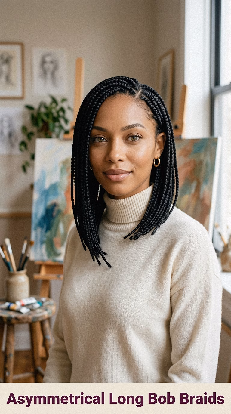 Asymmetrical Long Bob Braids