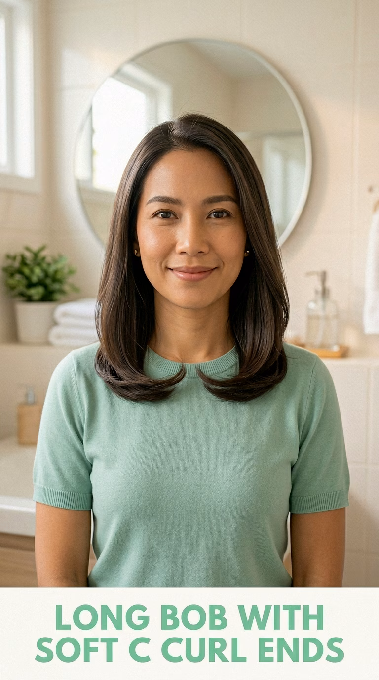 Long Bob With Soft C Curl Ends