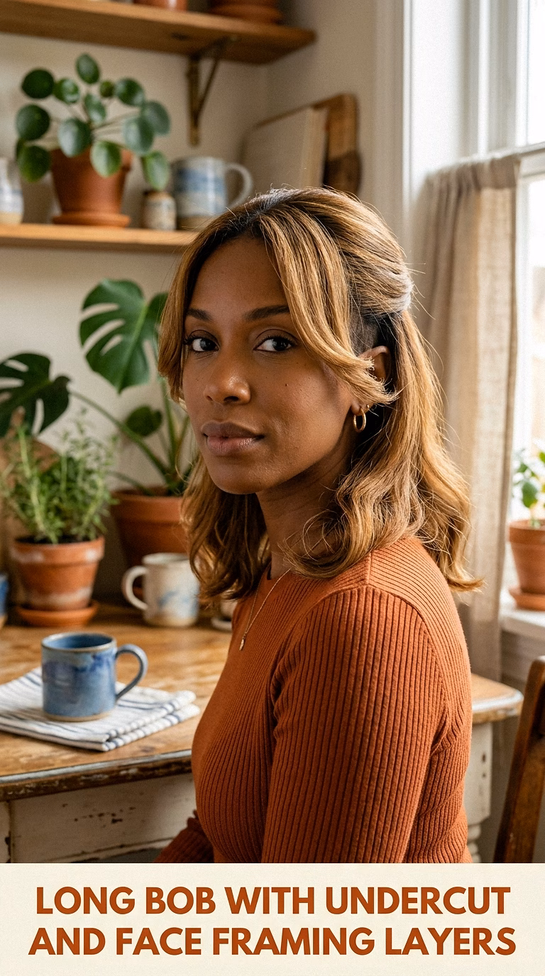 Long Bob With Undercut And Face Framing Layers