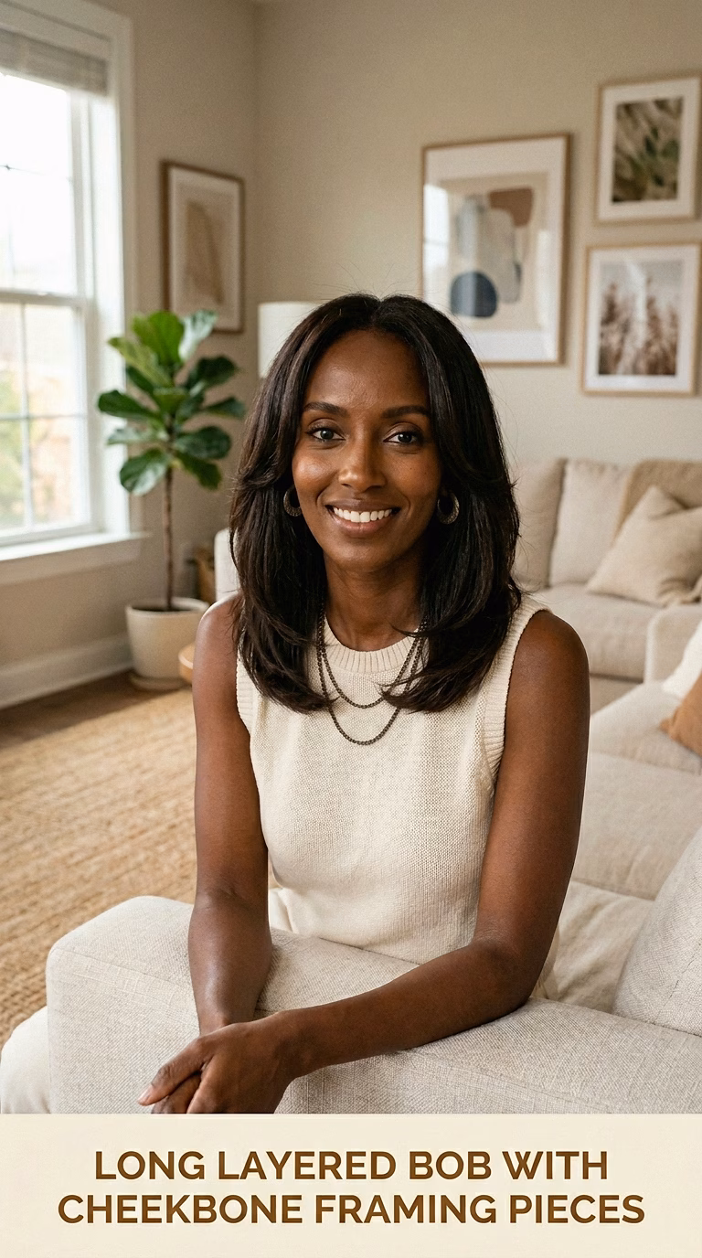 Long Layered Bob With Cheekbone Framing Pieces