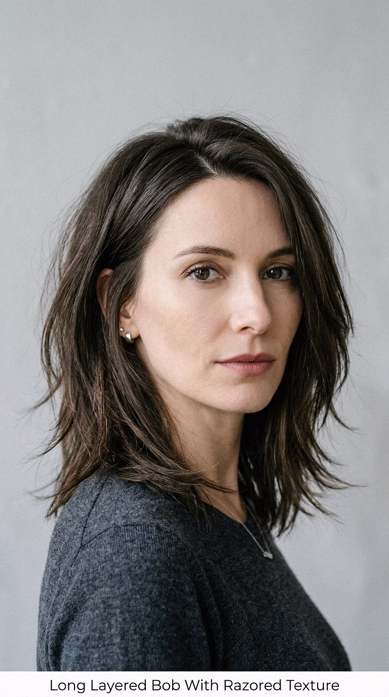 Long Layered Bob With Razored Texture