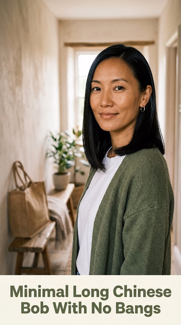 Minimal Long Chinese Bob With No Bangs