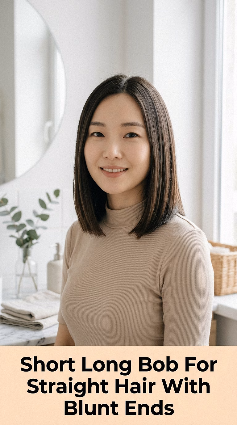 Short Long Bob For Straight Hair With Blunt Ends