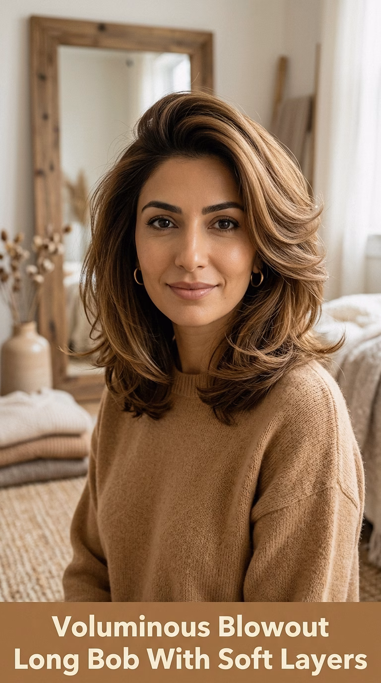 Voluminous Blowout Long Bob With Soft Layers