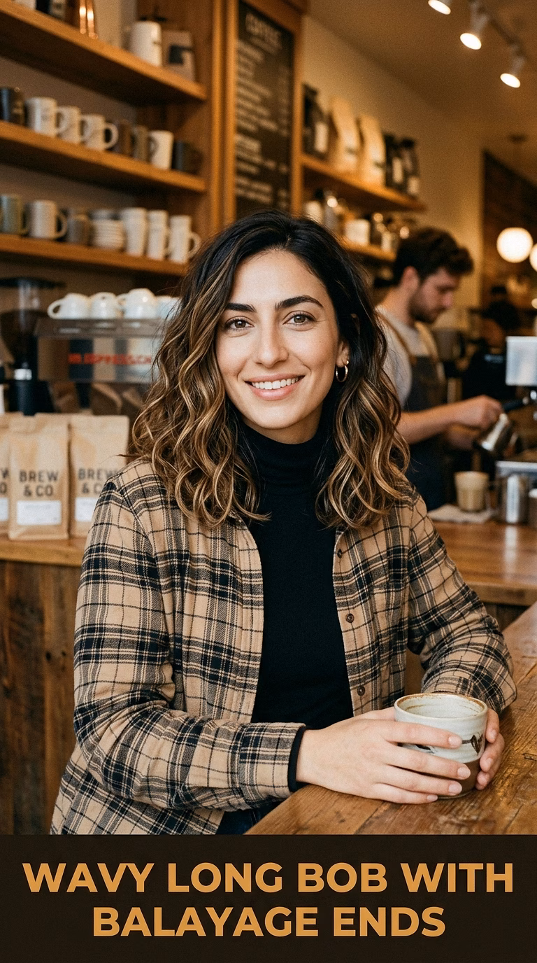 Wavy Long Bob With Balayage Ends