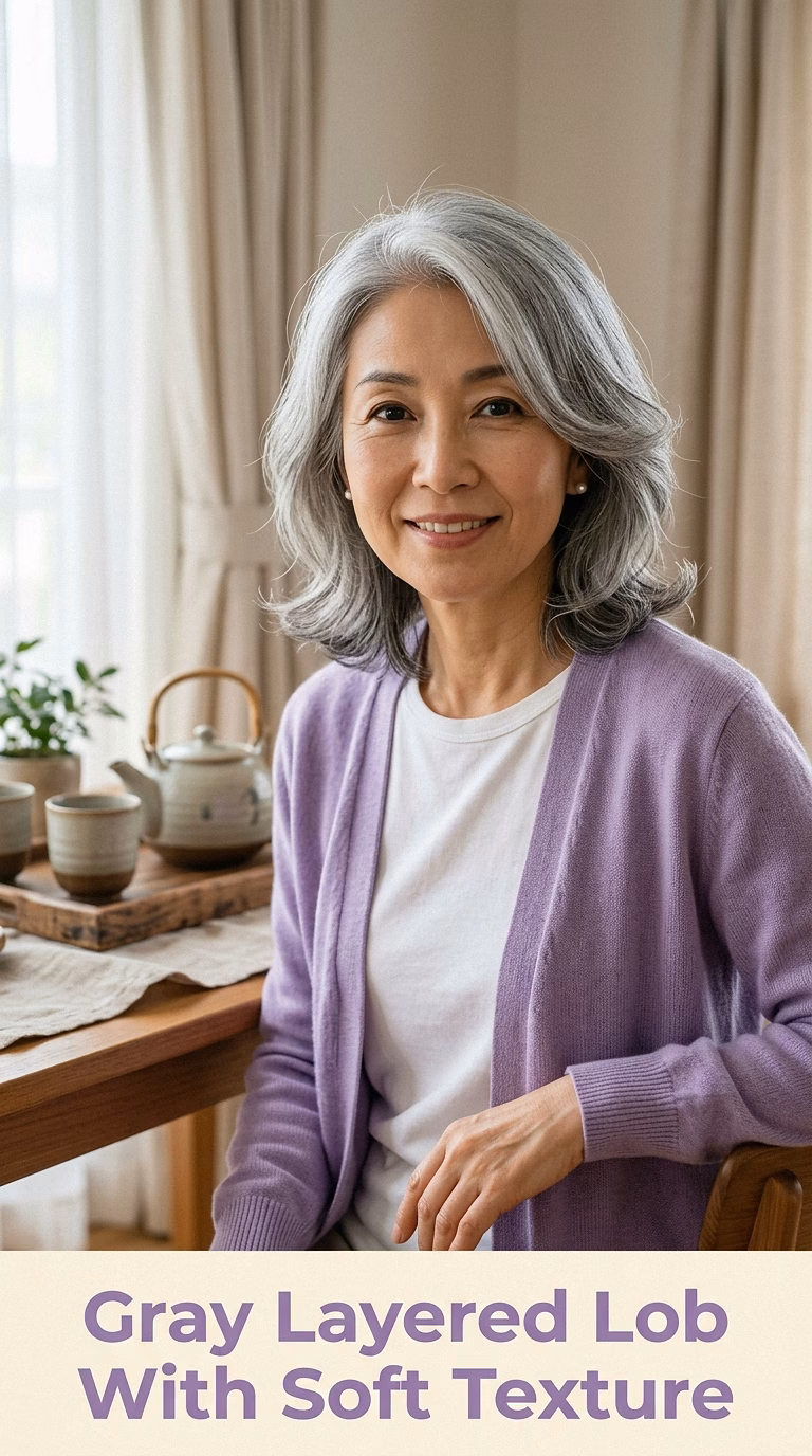 Gray Layered Lob With Soft Texture
