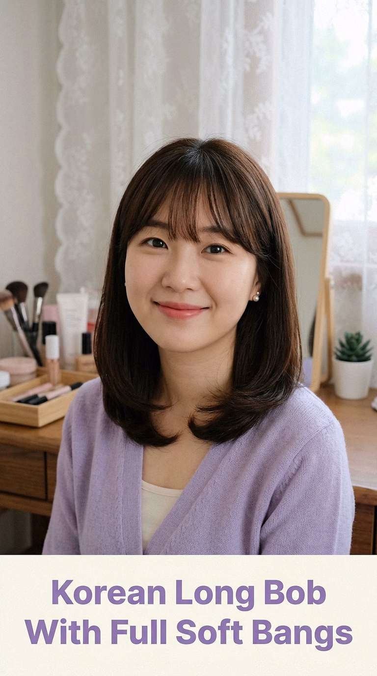 Korean Long Bob With Full Soft Bangs