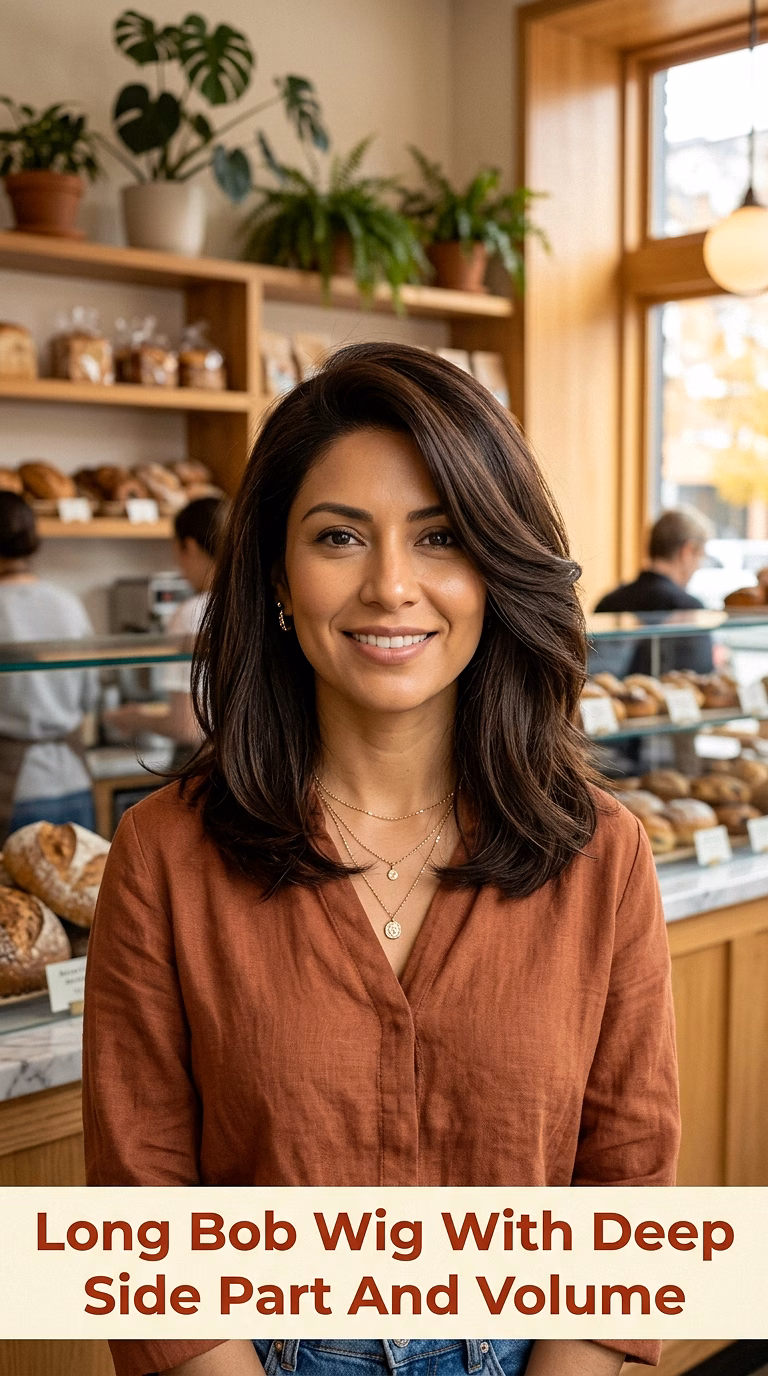 Long Bob Wig With Deep Side Part And Volume