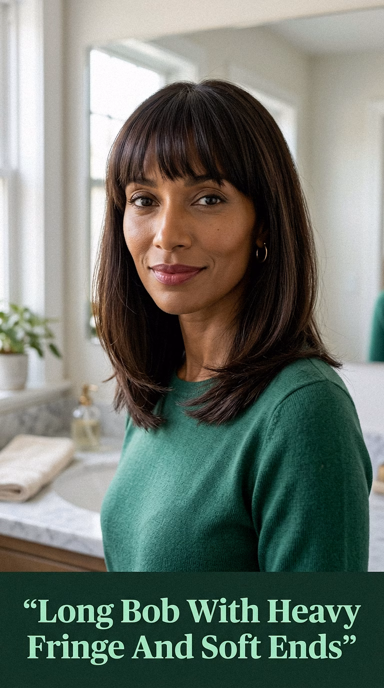 Long Bob With Heavy Fringe And Soft Ends