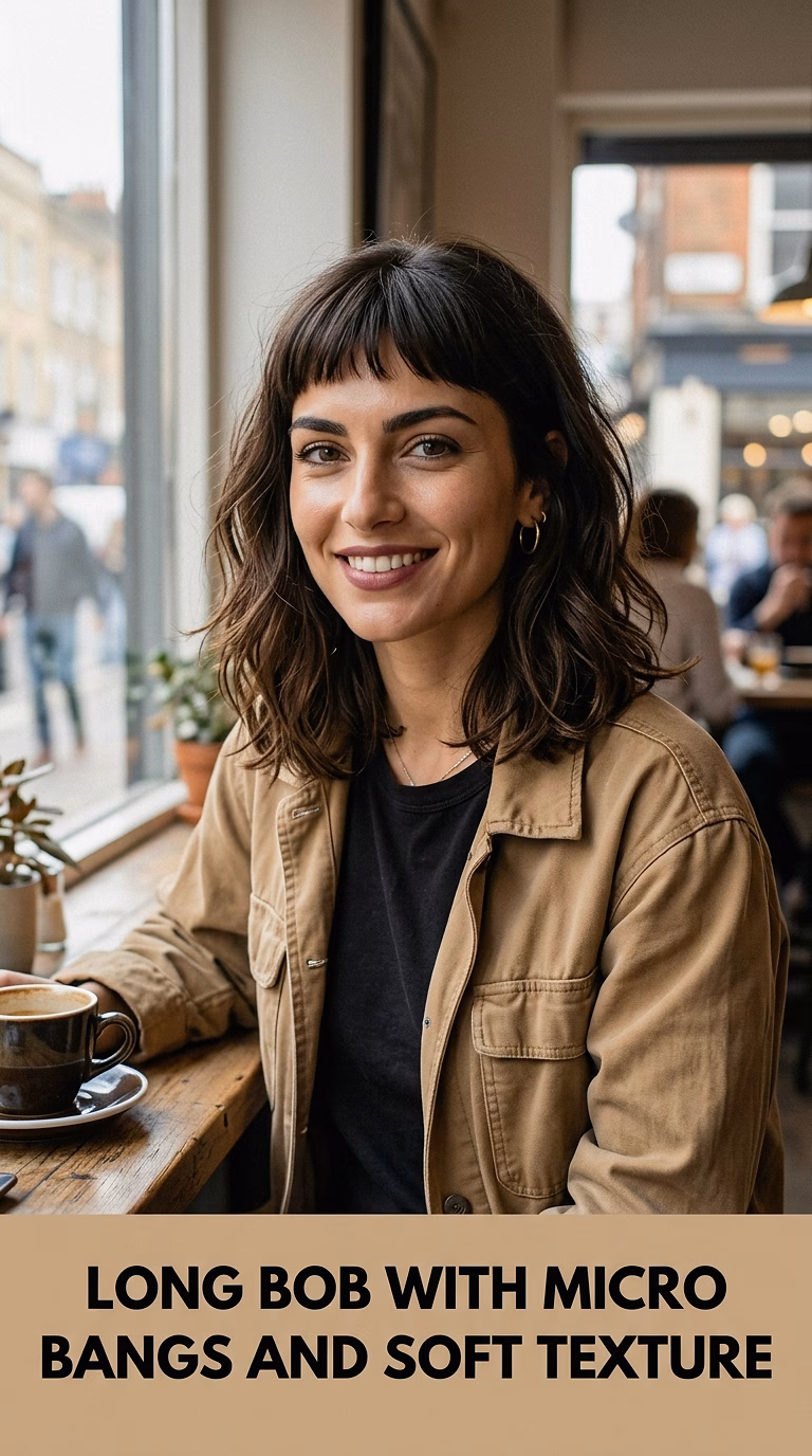 Long Bob With Micro Bangs And Soft Texture