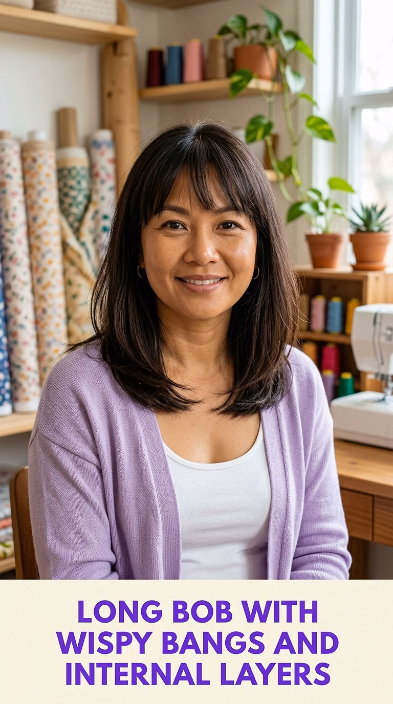 Long Bob With Wispy Bangs And Internal Layers