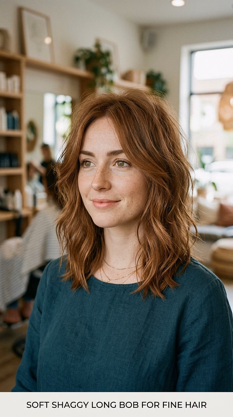 Soft Shaggy Long Bob For Fine Hair