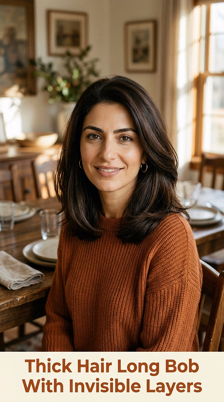 Thick Hair Long Bob With Invisible Layers
