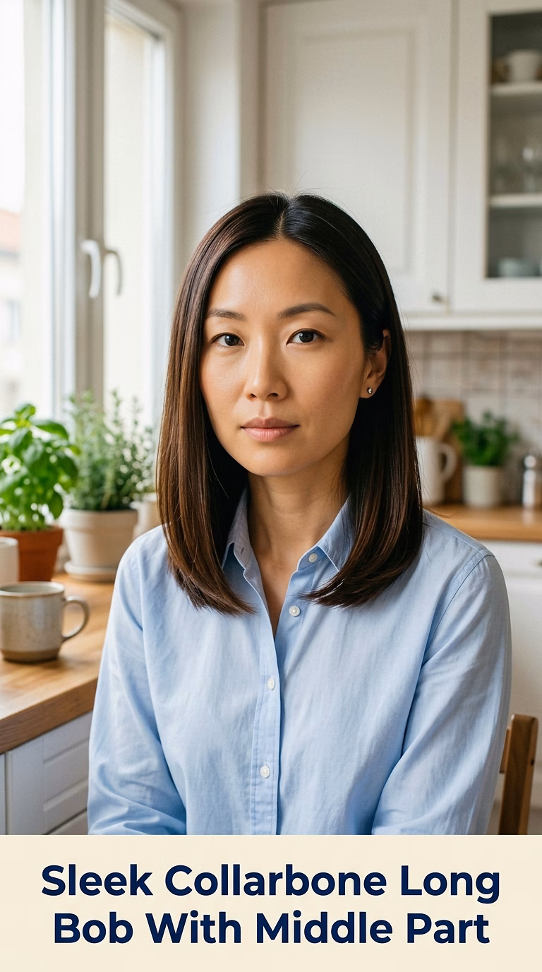 Sleek Collarbone Long Bob With Middle Part