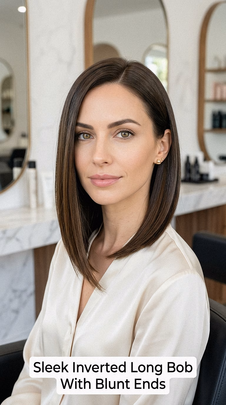 Sleek Inverted Long Bob With Blunt Ends