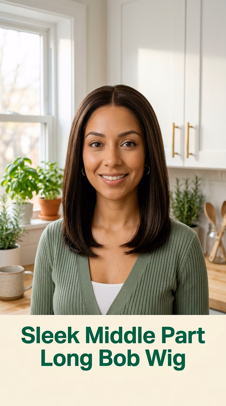 Sleek Middle Part Long Bob Wig