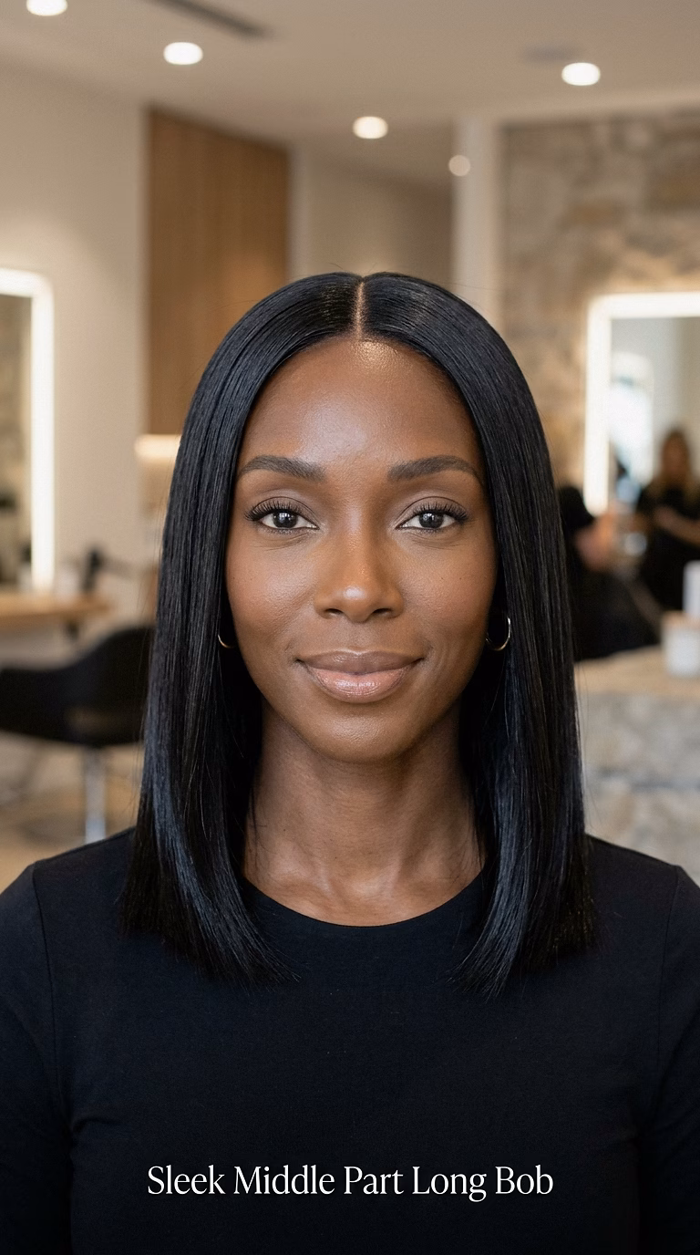 Sleek Middle Part Long Bob