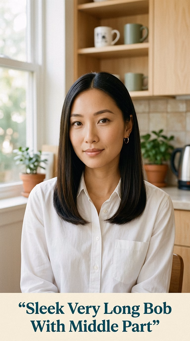 Sleek Very Long Bob With Middle Part