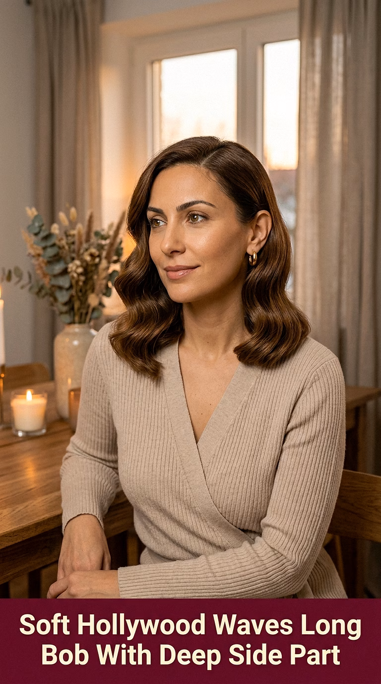 Soft Hollywood Waves Long Bob With Deep Side Part