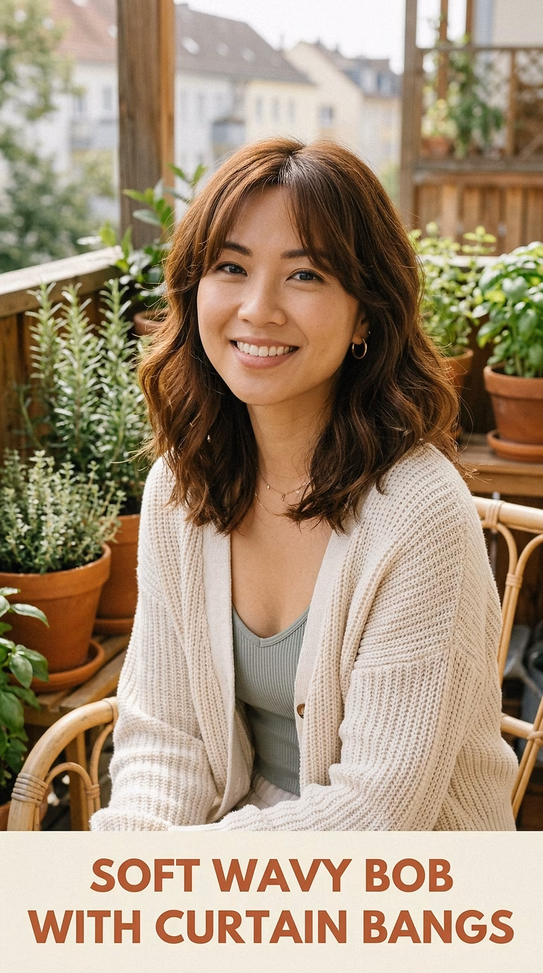 Soft Wavy Bob With Curtain Bangs
