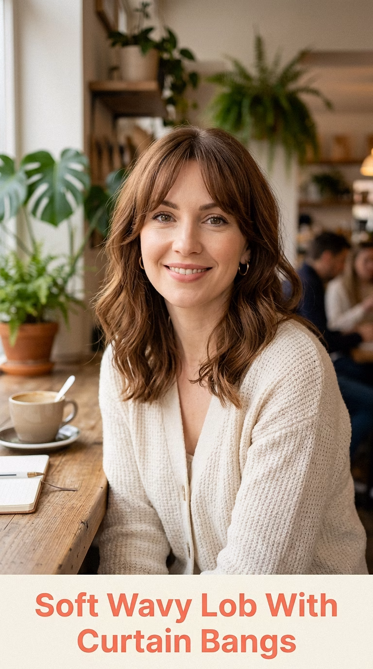 Soft Wavy Lob With Curtain Bangs