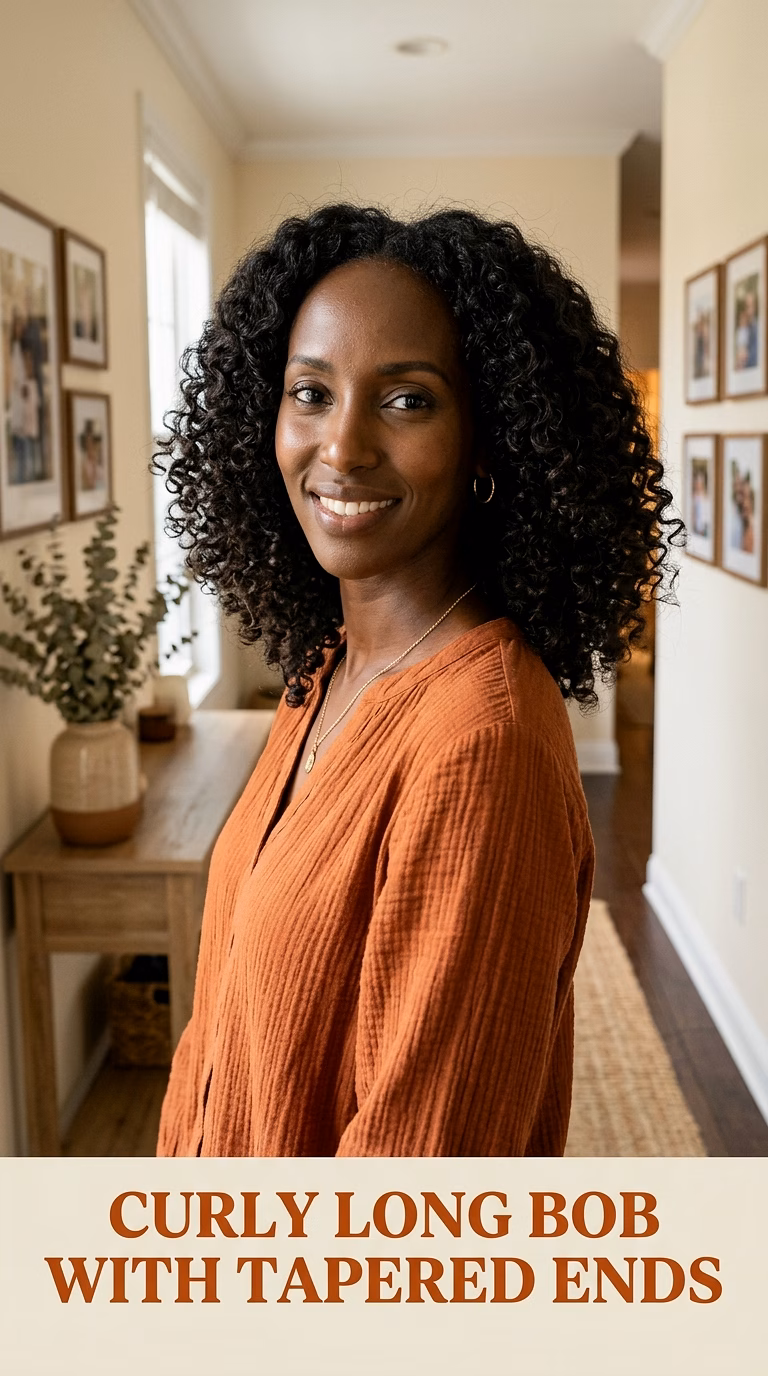 Curly Long Bob With Tapered Ends