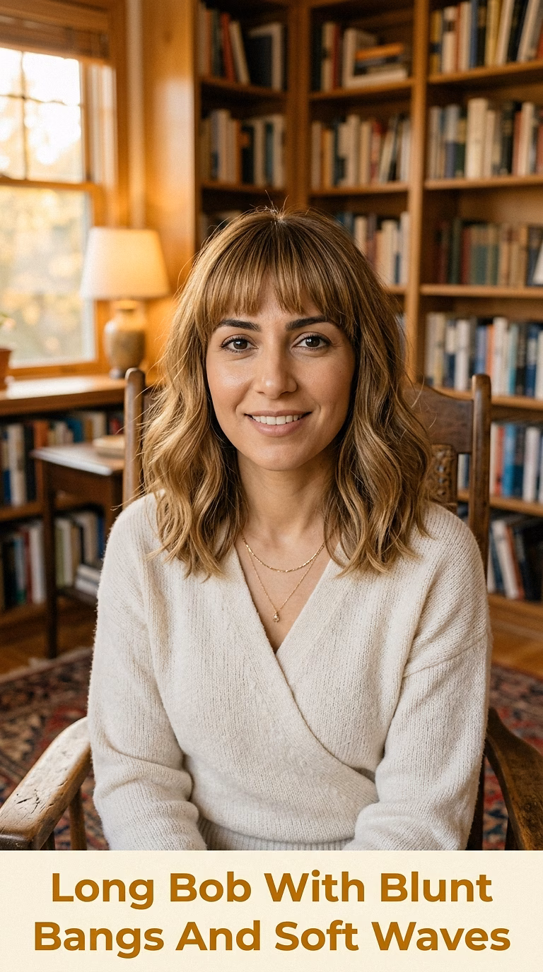 Long Bob With Blunt Bangs And Soft Waves