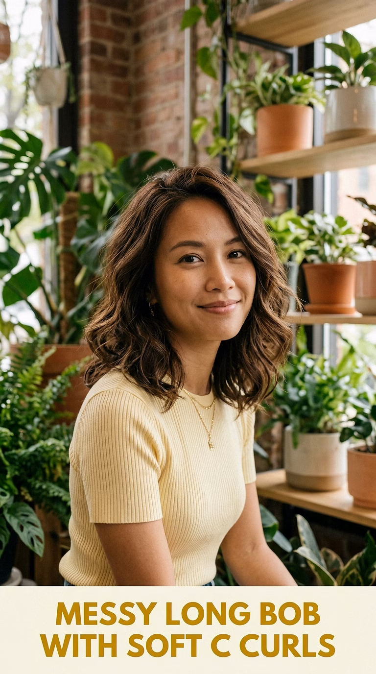 Messy Long Bob With Soft C Curls