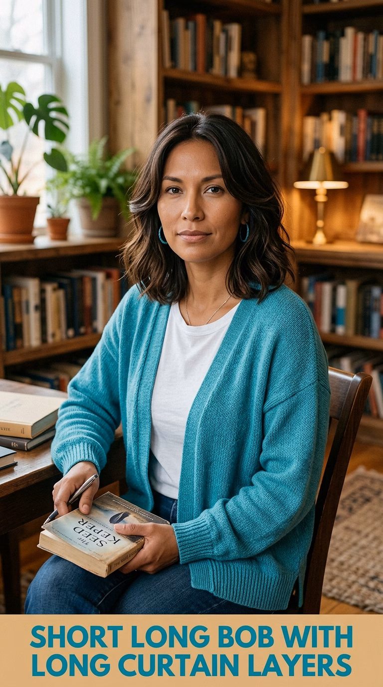 Short Long Bob With Long Curtain Layers