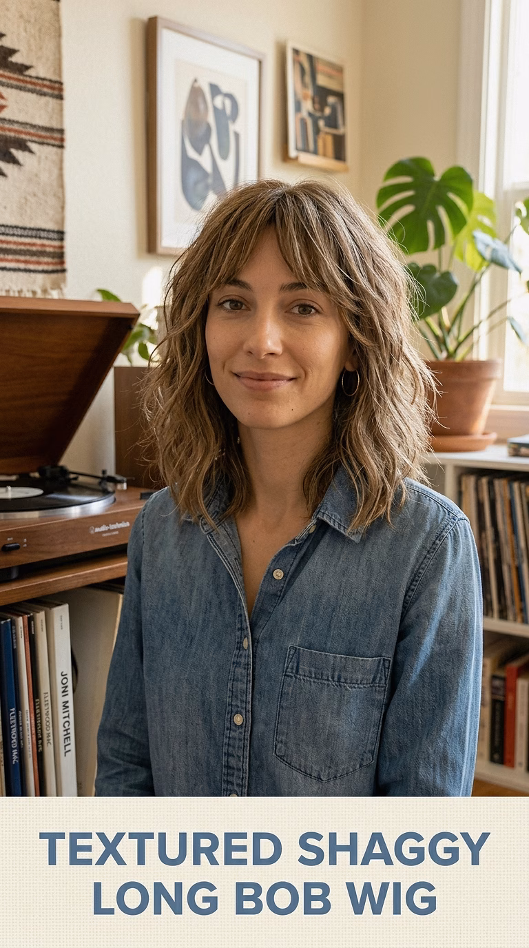 Textured Shaggy Long Bob Wig