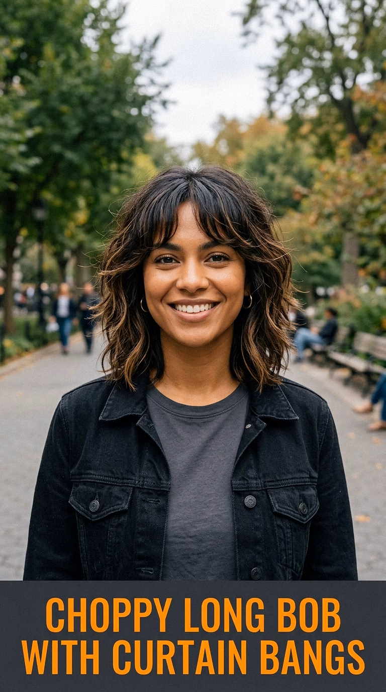 Choppy Long Bob With Curtain Bangs