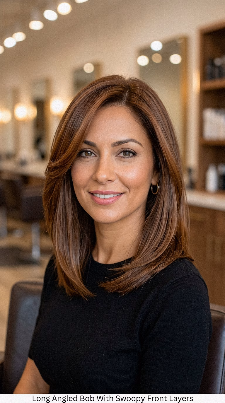 Long Angled Bob With Swoopy Front Layers