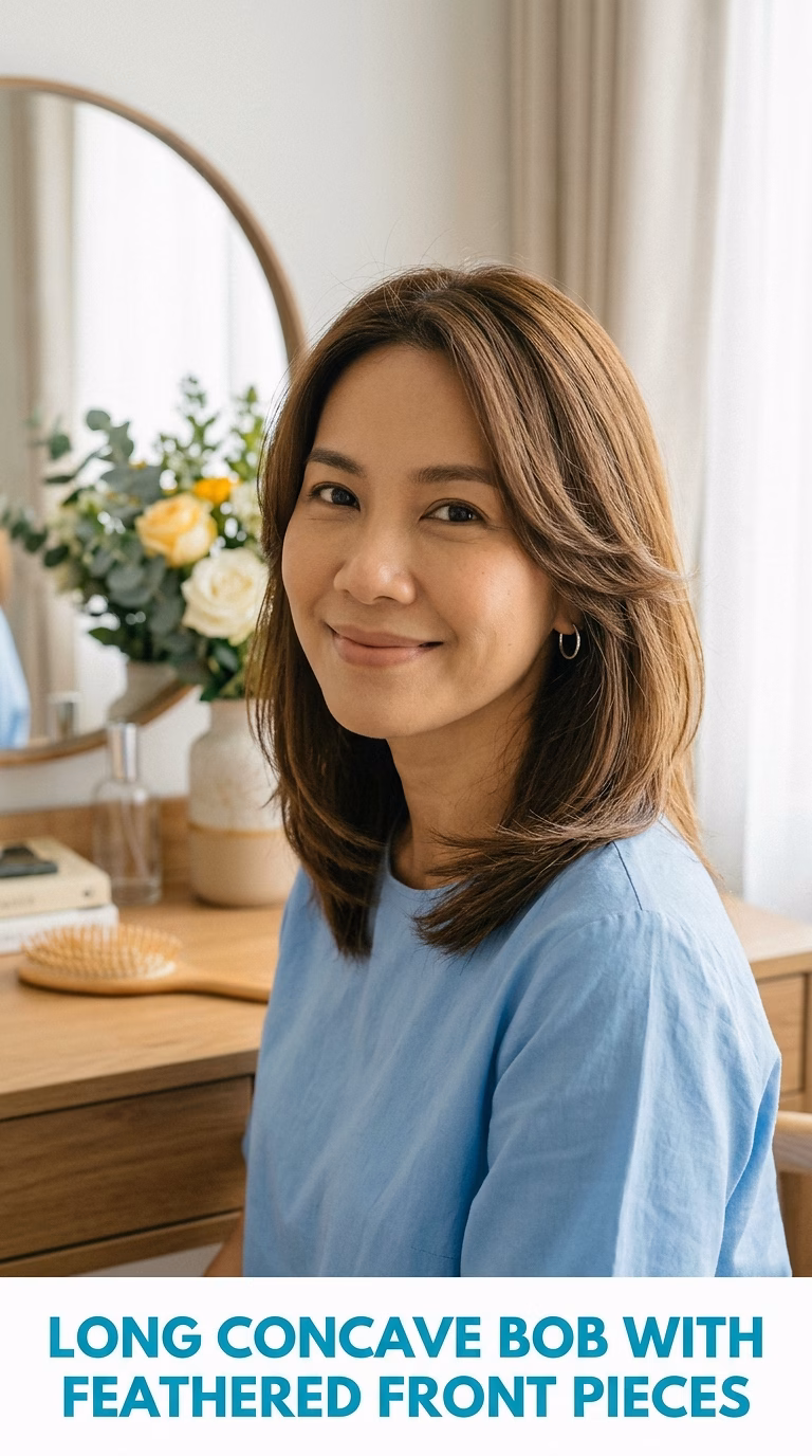 Long Concave Bob With Feathered Front Pieces