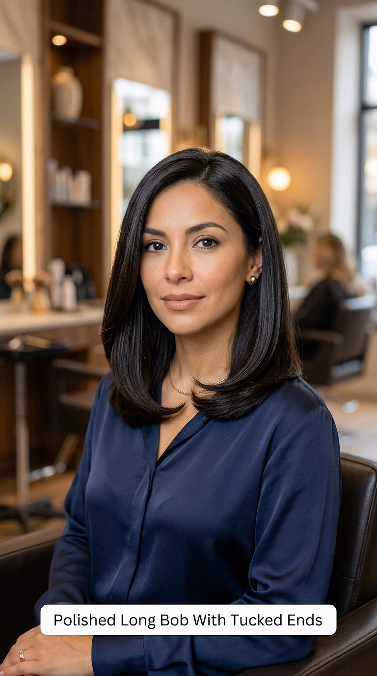 Polished Long Bob With Tucked Ends