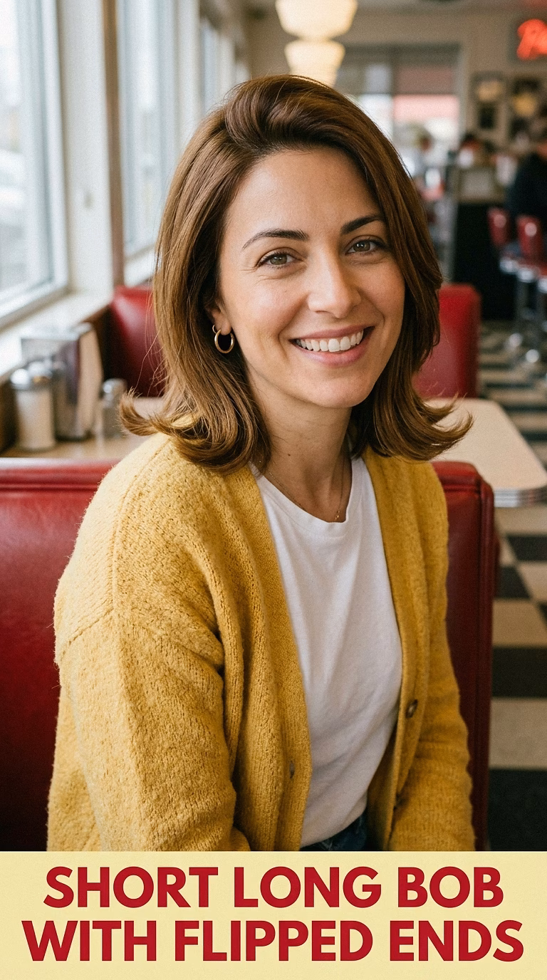 Short Long Bob With Flipped Ends