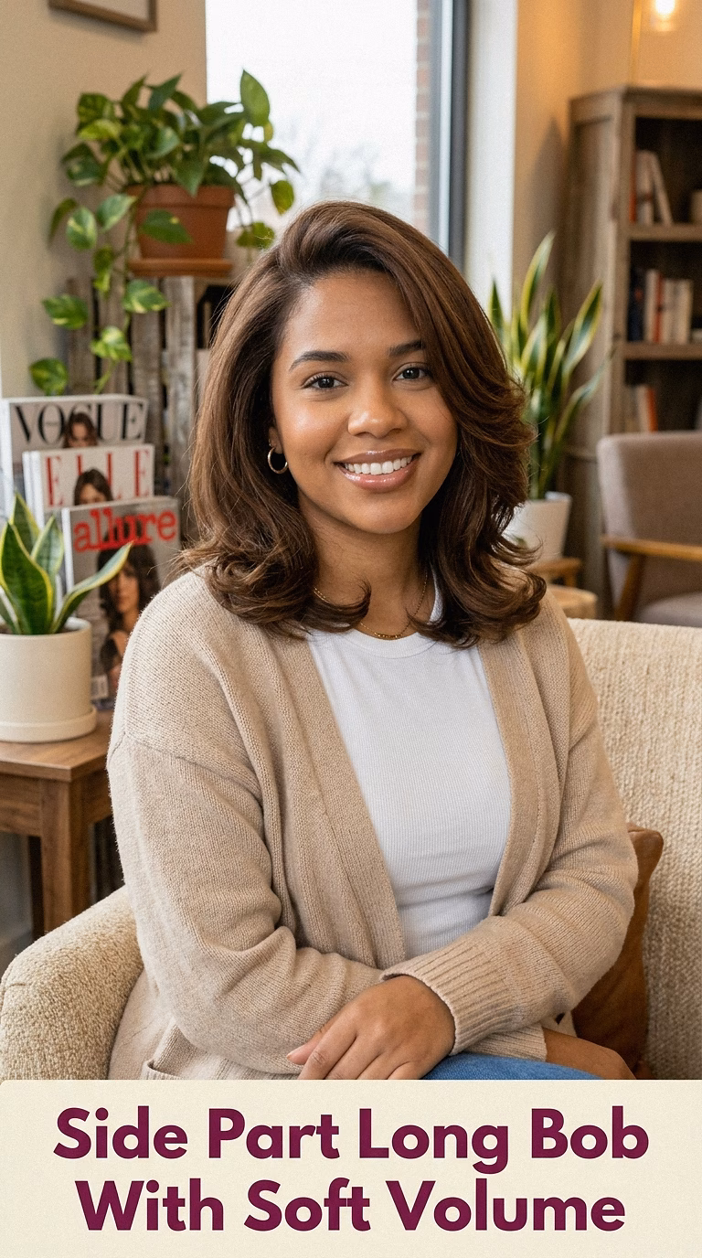 Side Part Long Bob With Soft Volume