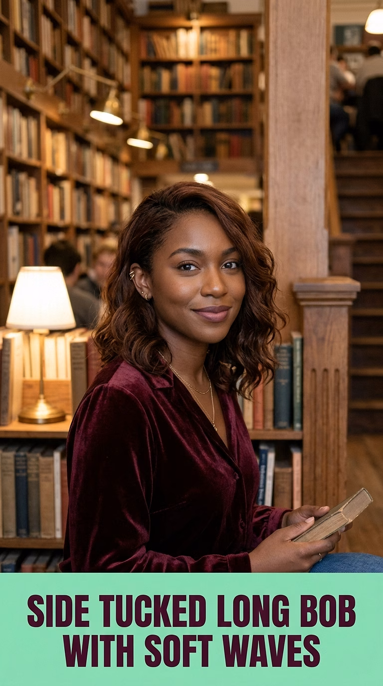 Side Tucked Long Bob With Soft Waves