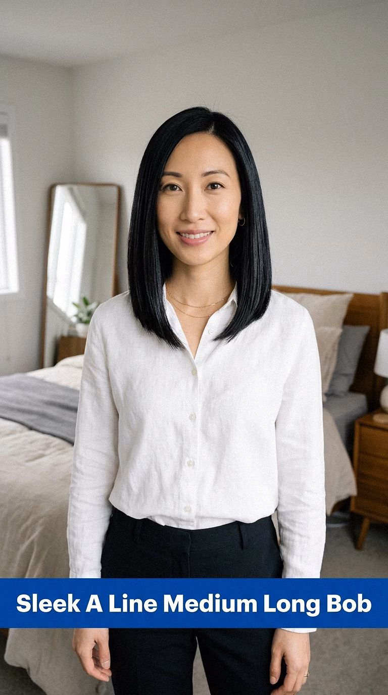 Sleek A Line Medium Long Bob