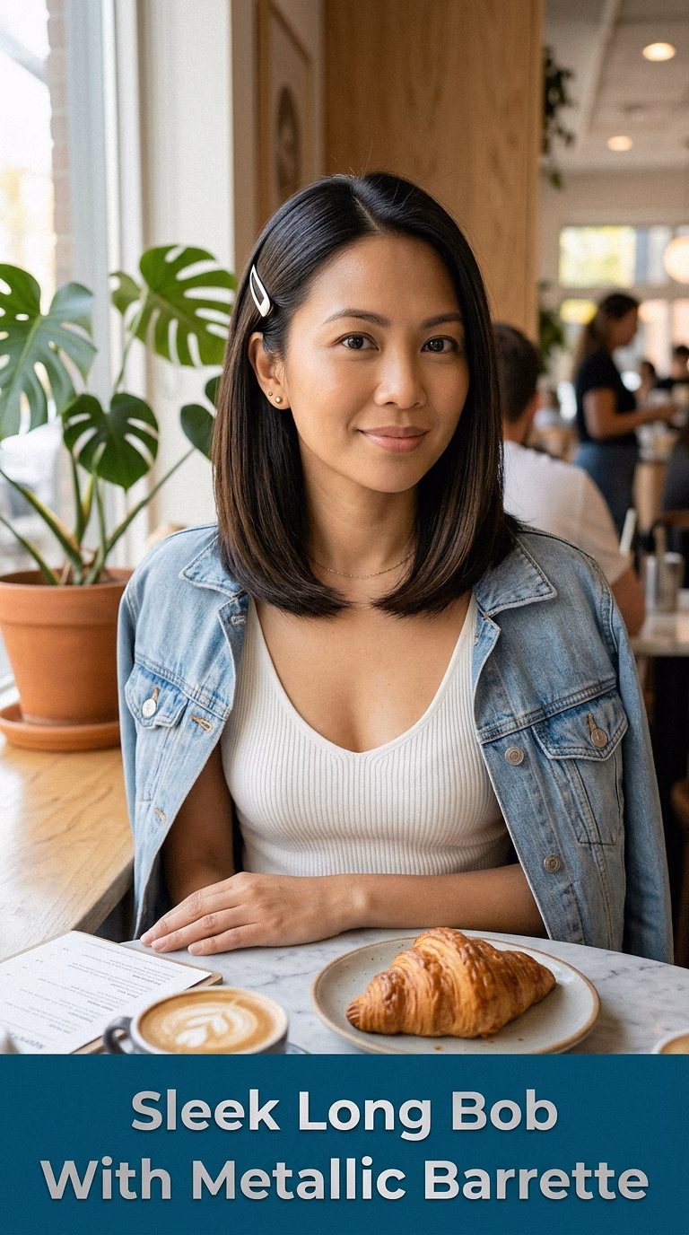 Sleek Long Bob With Metallic Barrette
