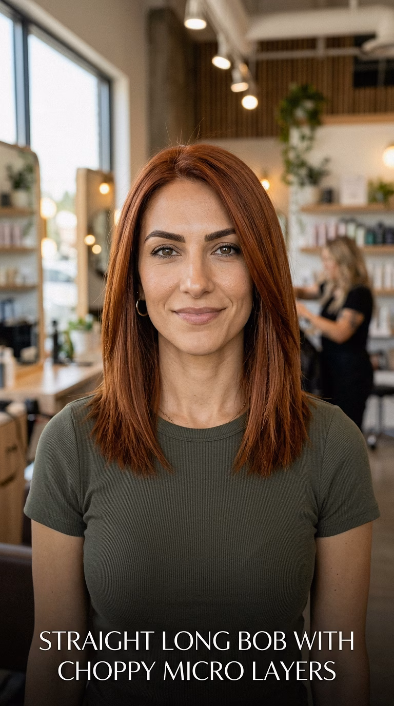 Straight Long Bob With Choppy Micro Layers