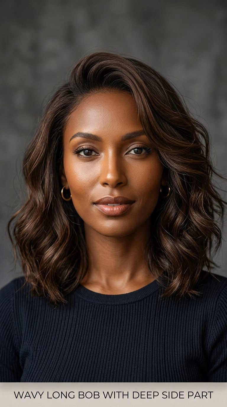 Wavy Long Bob With Deep Side Part